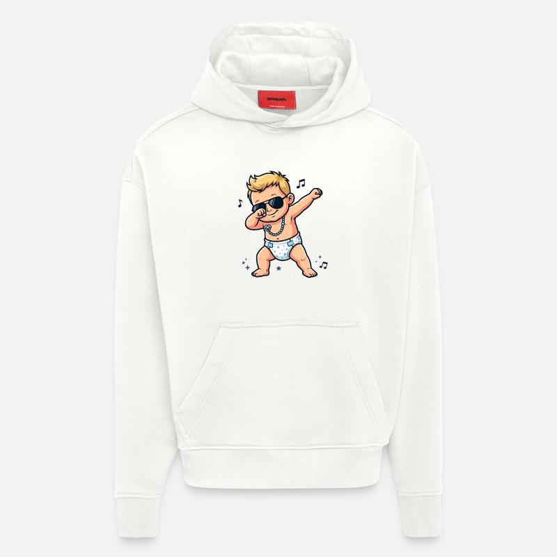 Bébé mignon – Garçon blond - Sweat à capuche bio épais oversize fabriqué en UE - OFF WHITE