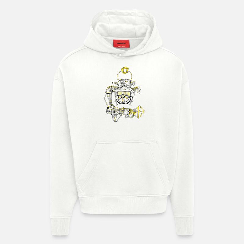 Robot Plasmabuilder - Sweat à capuche bio épais oversize fabriqué en UE - OFF WHITE