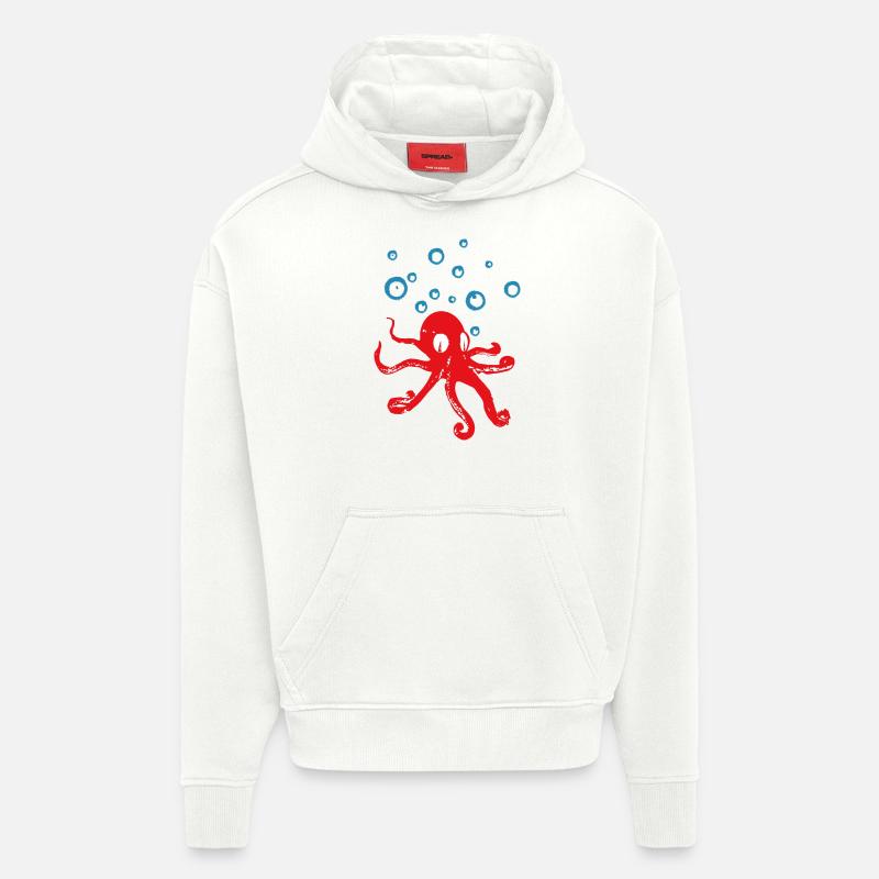 Octopus - Sweat à capuche bio épais oversize fabriqué en UE - OFF WHITE