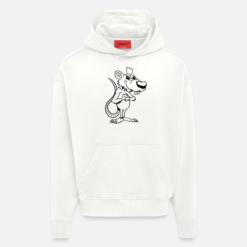 Rat méchant en commun - Sweat à capuche bio épais oversize fabriqué en UE - OFF WHITE