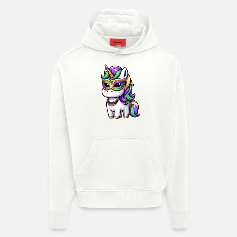 Mardi Gras Masque Carnaval Carnaval - Sweat à capuche bio épais oversize fabriqué en UE - OFF WHITE