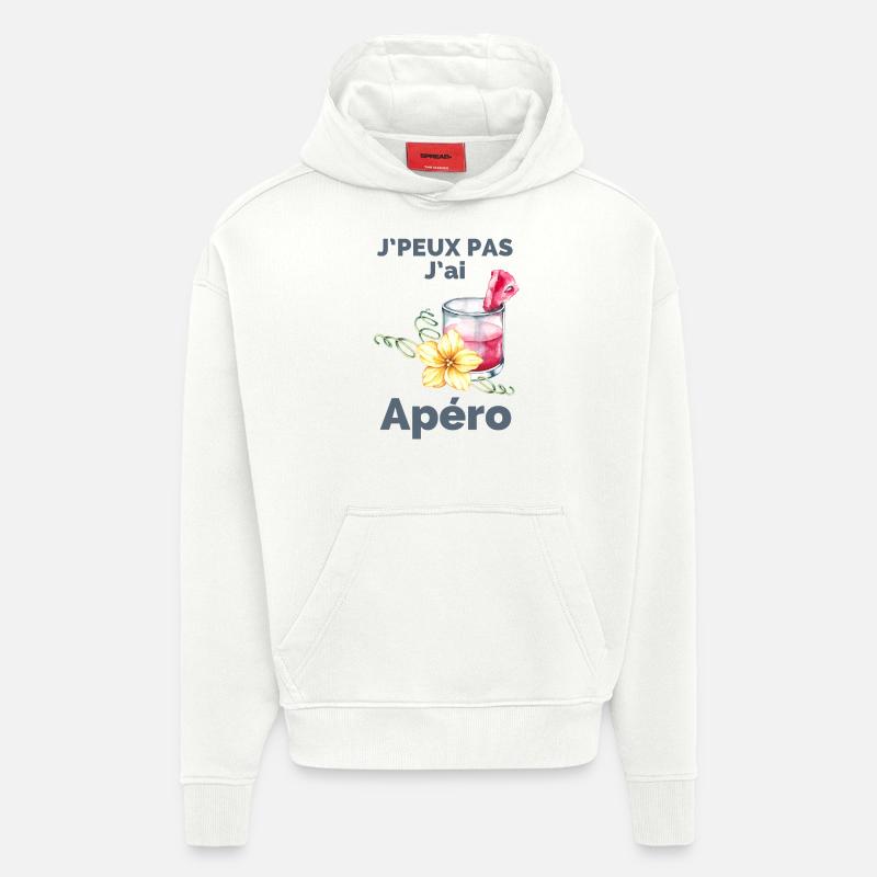J'Peux pas j'ai apéro - Sweat à capuche bio épais oversize fabriqué en UE - OFF WHITE