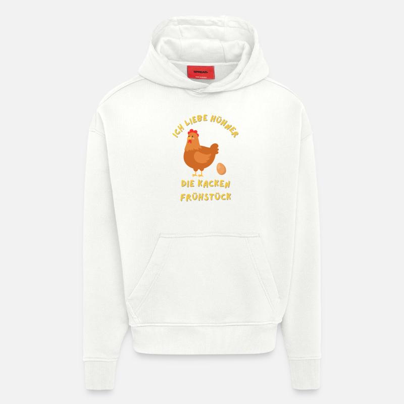 Poulet Caca Petit-déjeuner - Sweat à capuche bio épais oversize fabriqué en UE - OFF WHITE