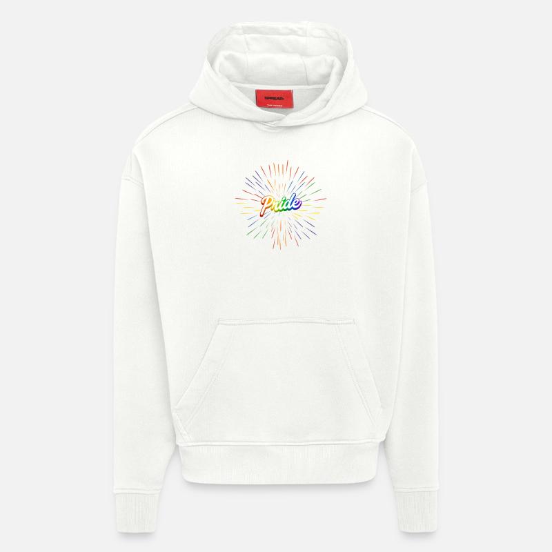 🏳️ 🌈 T-shirt PRIDE – Édition Explosion Arc-en-ciel - Sweat à capuche bio épais oversize fabriqué en UE - OFF WHITE
