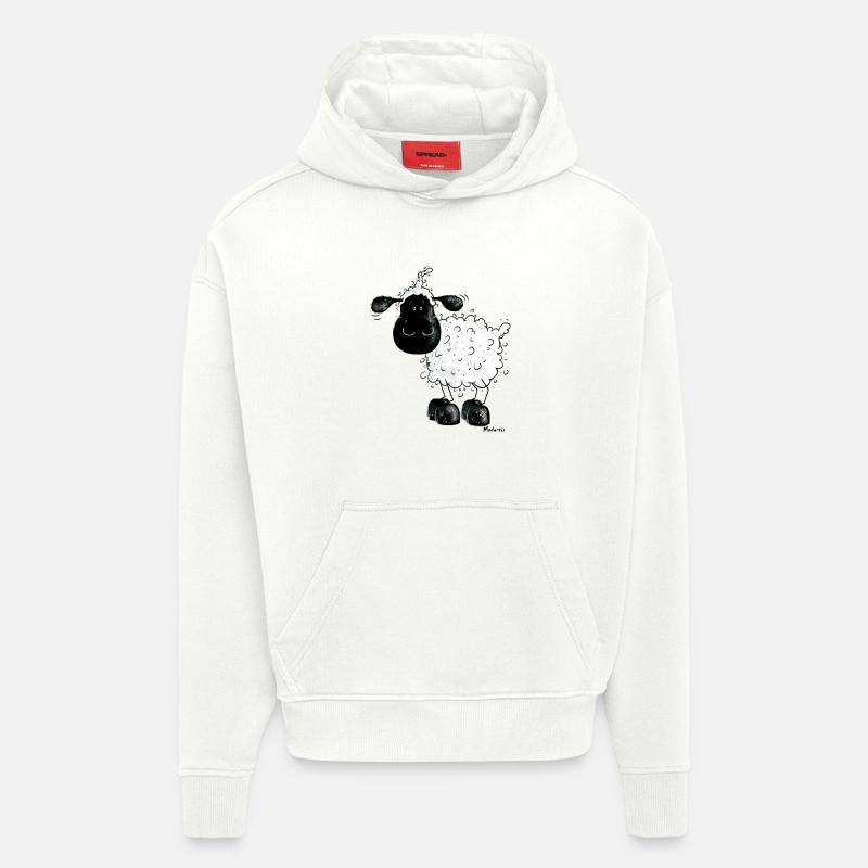 Cute sheep shirt design- mouton - Sweat à capuche bio épais oversize fabriqué en UE - OFF WHITE