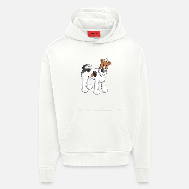 Fox Terrier - Chien - Sweat à capuche bio épais oversize fabriqué en UE - OFF WHITE