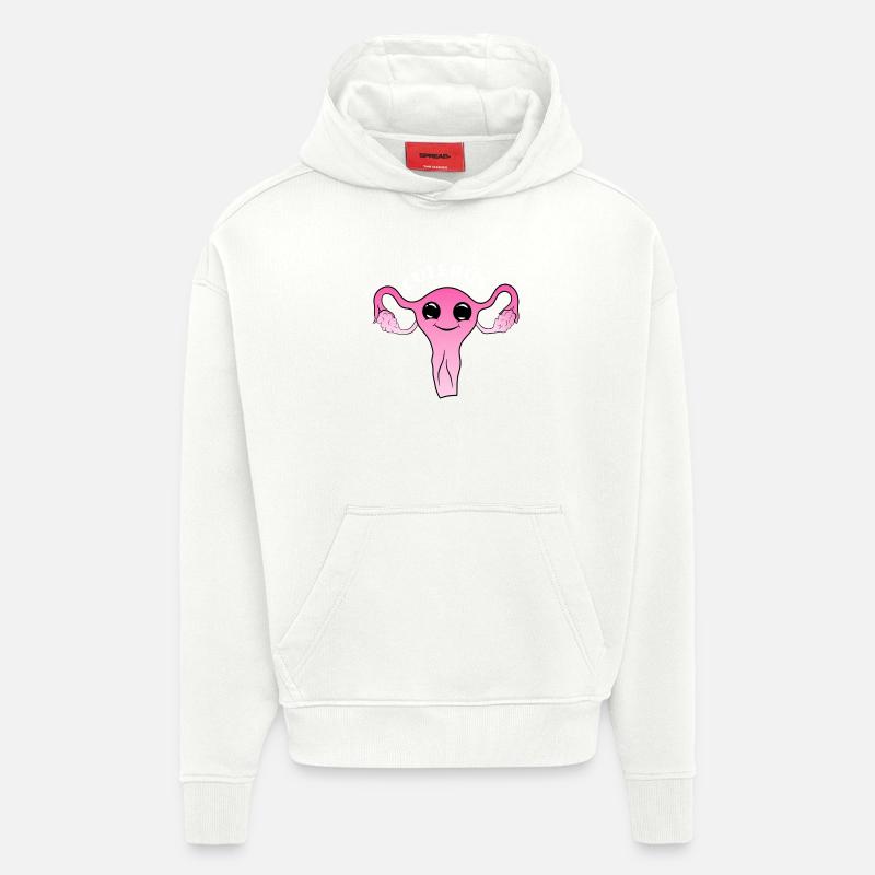 Utérus mignon mignon - Sweat à capuche bio épais oversize fabriqué en UE - OFF WHITE