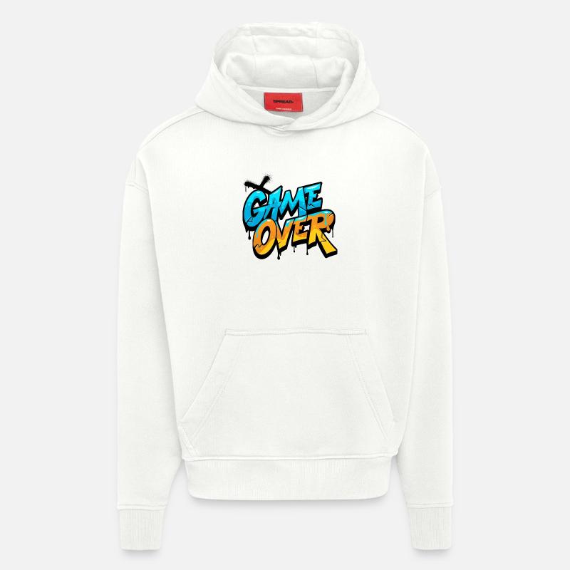 Game Over Graffiti Éclat - Sweat à capuche bio épais oversize fabriqué en UE - OFF WHITE
