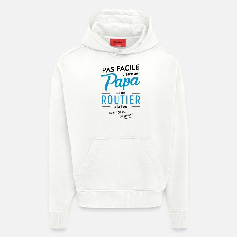 papa routier - Sweat à capuche bio épais oversize fabriqué en UE - OFF WHITE