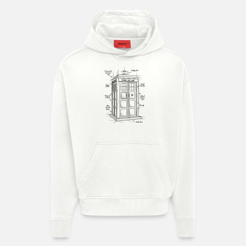 Time machine plan2 - Sweat à capuche bio épais oversize fabriqué en UE - OFF WHITE