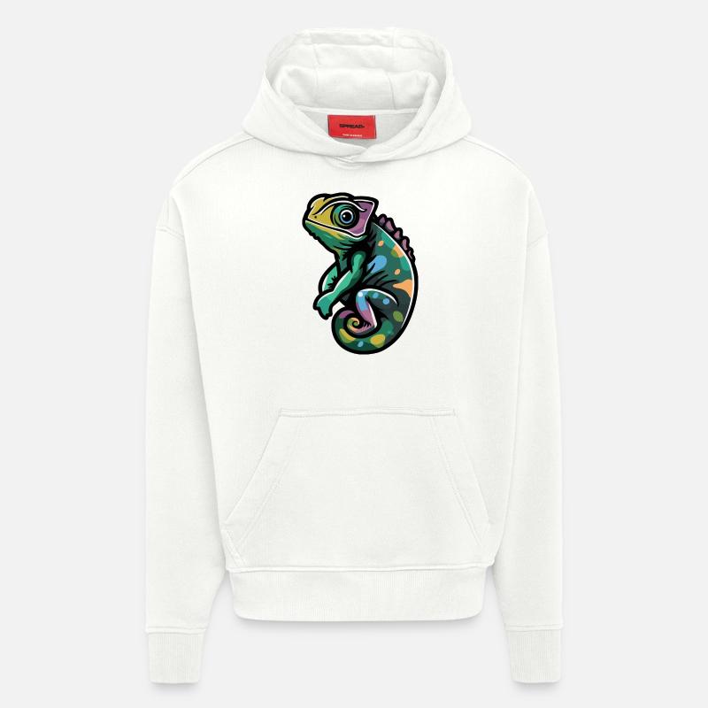 Bande dessinée caméléon - Sweat à capuche bio épais oversize fabriqué en UE - OFF WHITE