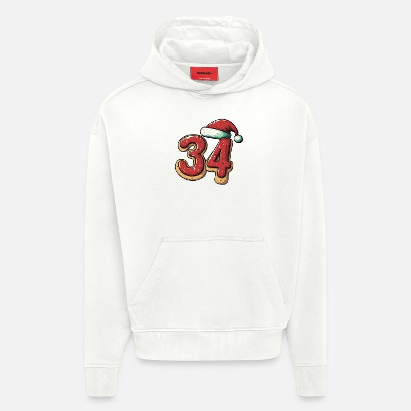 34 Numéro Noël - Sweat à capuche bio épais oversize fabriqué en UE - OFF WHITE