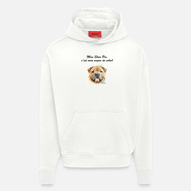 Shar Pei rayon de soleil - Sweat à capuche bio épais oversize fabriqué en UE - OFF WHITE