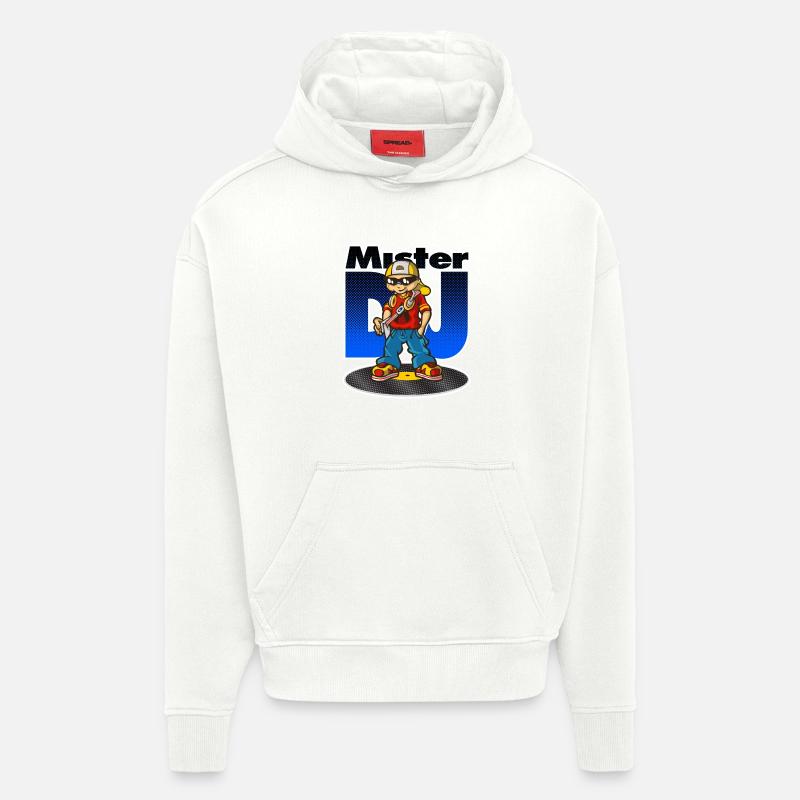 Mister DJ cartoon - Sweat à capuche bio épais oversize fabriqué en UE - OFF WHITE