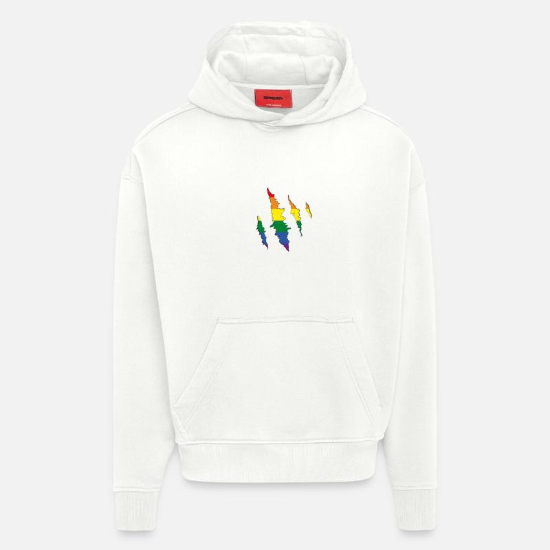 Griffe arc-en-ciel Scratch Trace - Sweat à capuche bio épais oversize fabriqué en UE - OFF WHITE