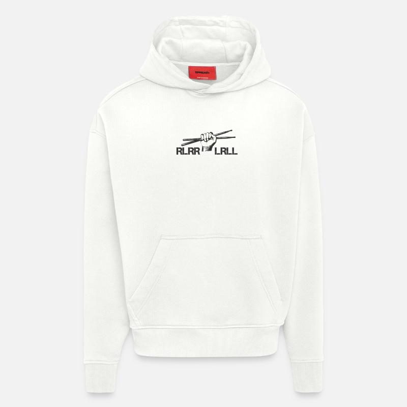 Drums Drummer Schlagzeuger - Single Paradiddle - Sweat à capuche bio épais oversize fabriqué en UE - OFF WHITE