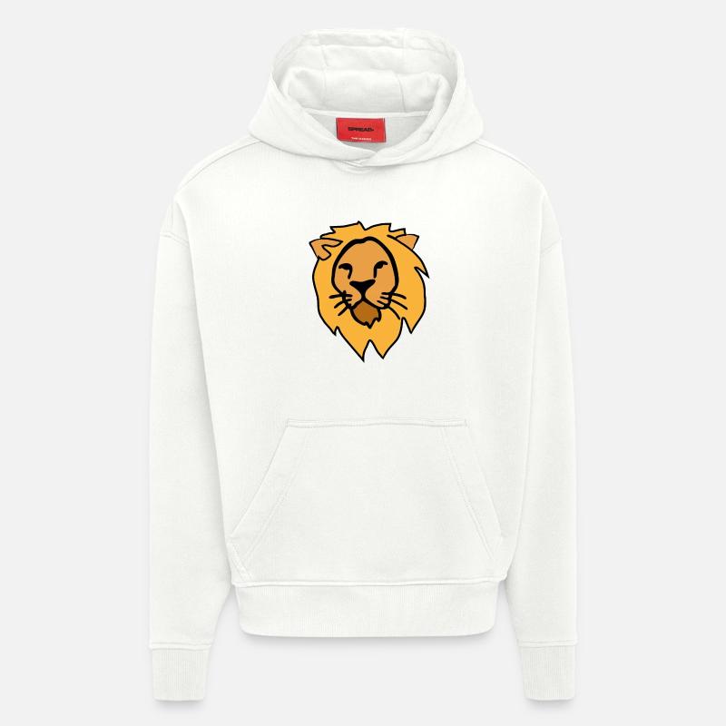 Force et majesté – Lion - Sweat à capuche bio épais oversize fabriqué en UE - OFF WHITE