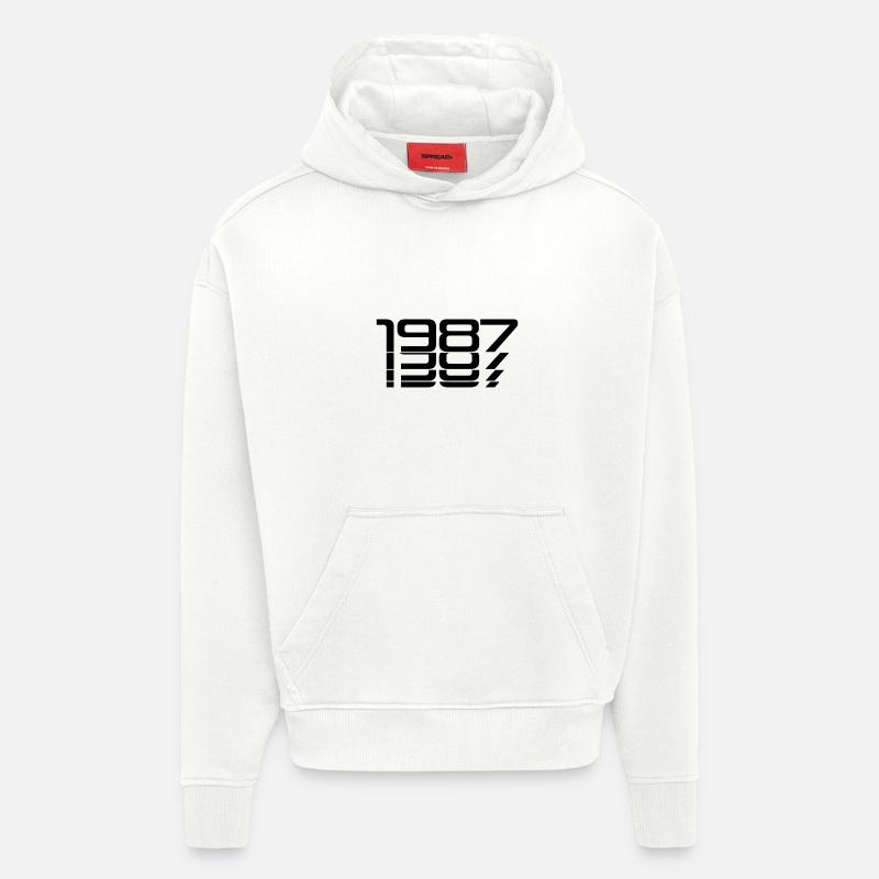 1987 Anniversaire Glitch Style - Sweat à capuche bio épais oversize fabriqué en UE - OFF WHITE