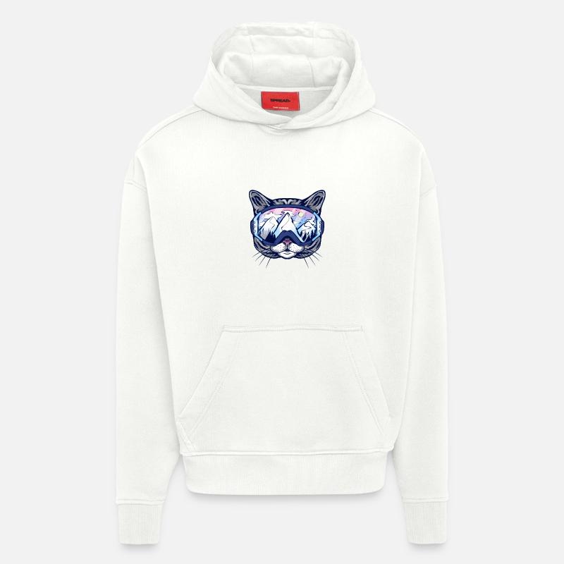 Lunettes de ski Cat - Sweat à capuche bio épais oversize fabriqué en UE - OFF WHITE