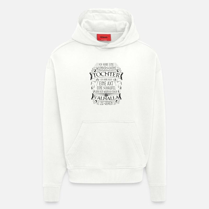 Vater Tochter Wikinger Spruch Valknut Valhalla - Hoodie- made by SPREAD - OFF WHITE