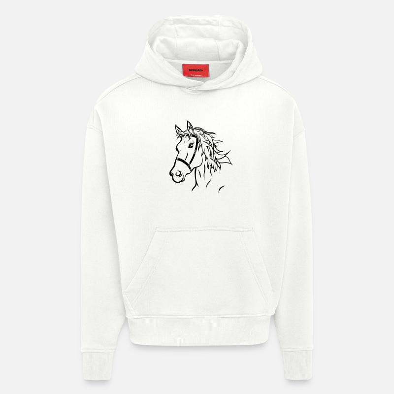 Pferdekopf Pferd Reiten Geschenk - Hoodie- made by SPREAD  - OFF WHITE