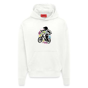 Bmx Racing Retro Bunt - Bmx Fahrrad - Bmx Bike - Sweat à capuche bio épais oversize fabriqué en UE - OFF WHITE - Devant