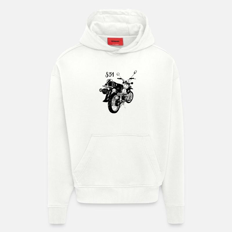 S51 - Sweat à capuche bio épais oversize fabriqué en UE - OFF WHITE