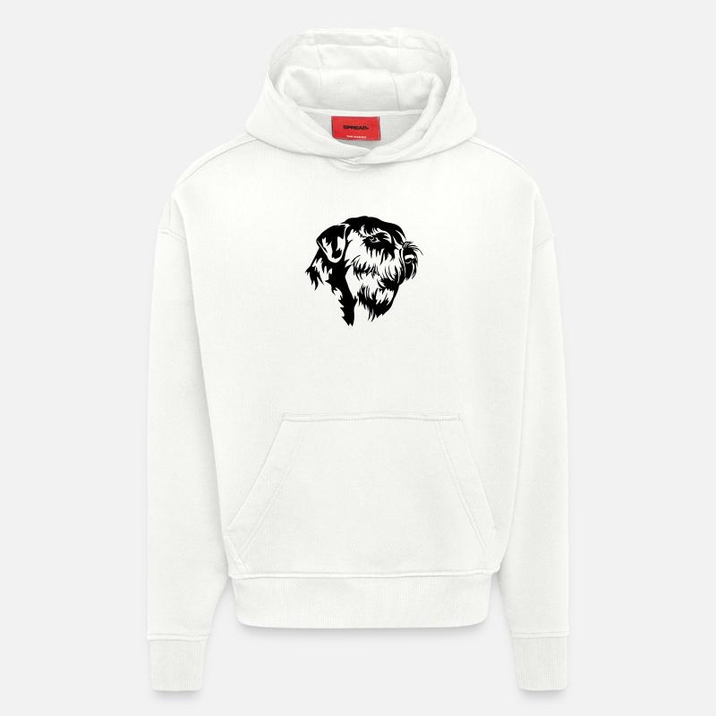 Tête de Schnauzer géant - Sweat à capuche bio épais oversize fabriqué en UE - OFF WHITE