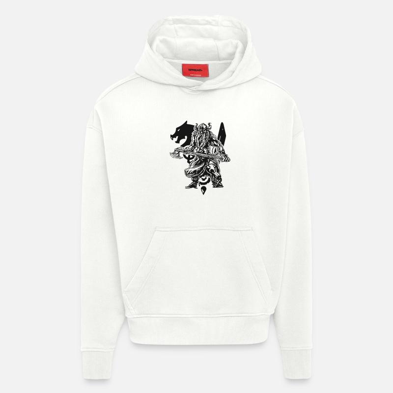 Valhalla - Viking - Wikinger mit Axt - Hoodie- made by SPREAD  - OFF WHITE