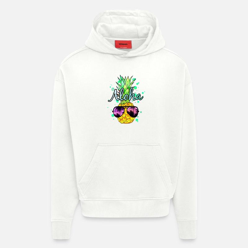 Ananas Aloha - Sweat à capuche bio épais oversize fabriqué en UE - OFF WHITE