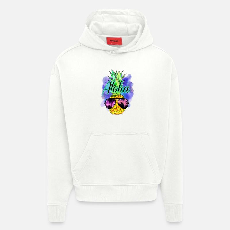 Aloha Ananas - Sweat à capuche bio épais oversize fabriqué en UE - OFF WHITE