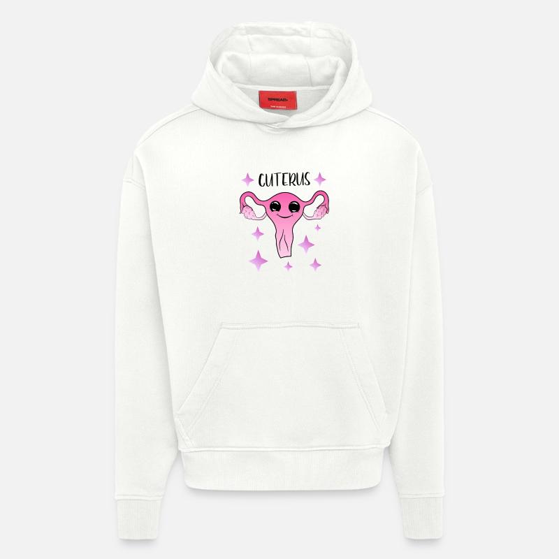 Cuterus - utérus mignon - Sweat à capuche bio épais oversize fabriqué en UE - OFF WHITE