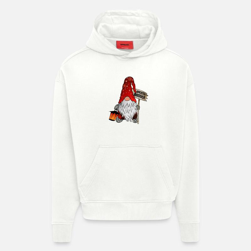 Frère lutin de Noël - Sweat à capuche bio épais oversize fabriqué en UE - OFF WHITE