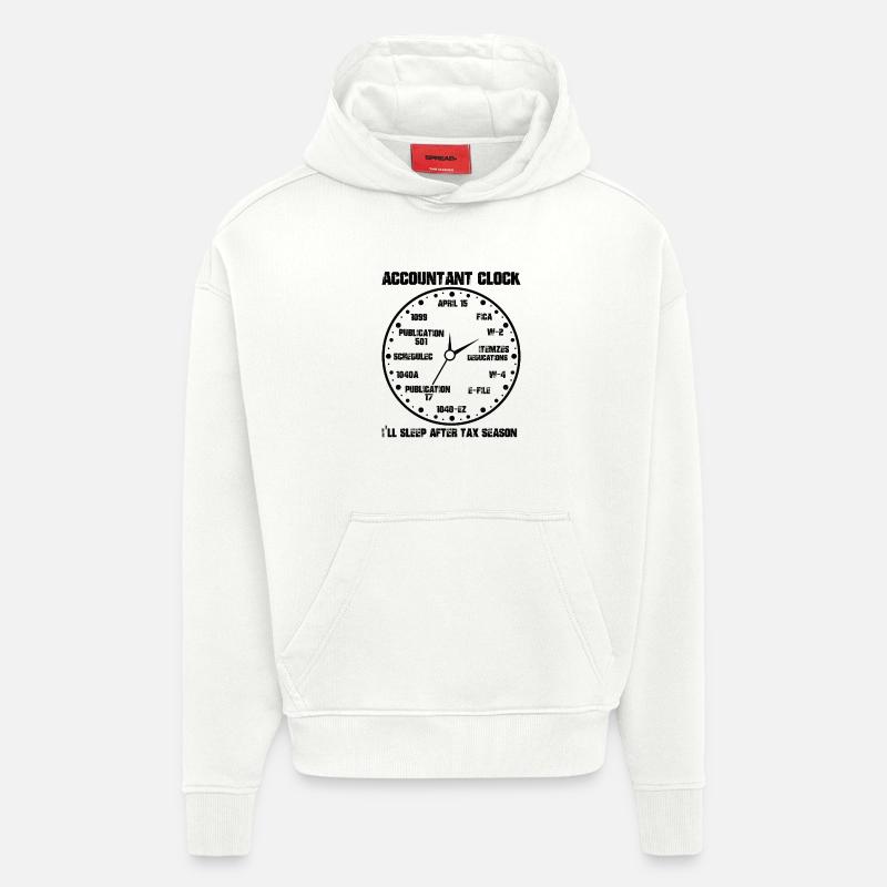 Drôle d’horloge comptable CPA Comptabilité - Sweat à capuche bio épais oversize fabriqué en UE - OFF WHITE