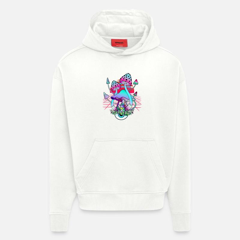 Psychedelische Pilze - Retro Wave Sunset - Hoodie- made by SPREAD - OFF WHITE