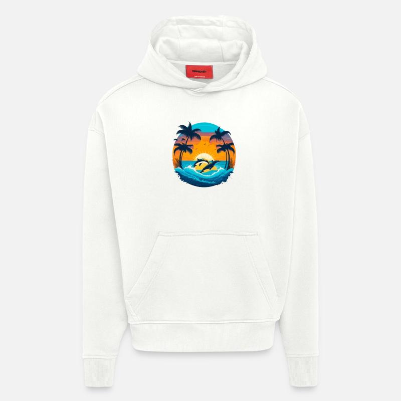 Delphin Sunset - Hoodie- made by SPREAD  - OFF WHITE