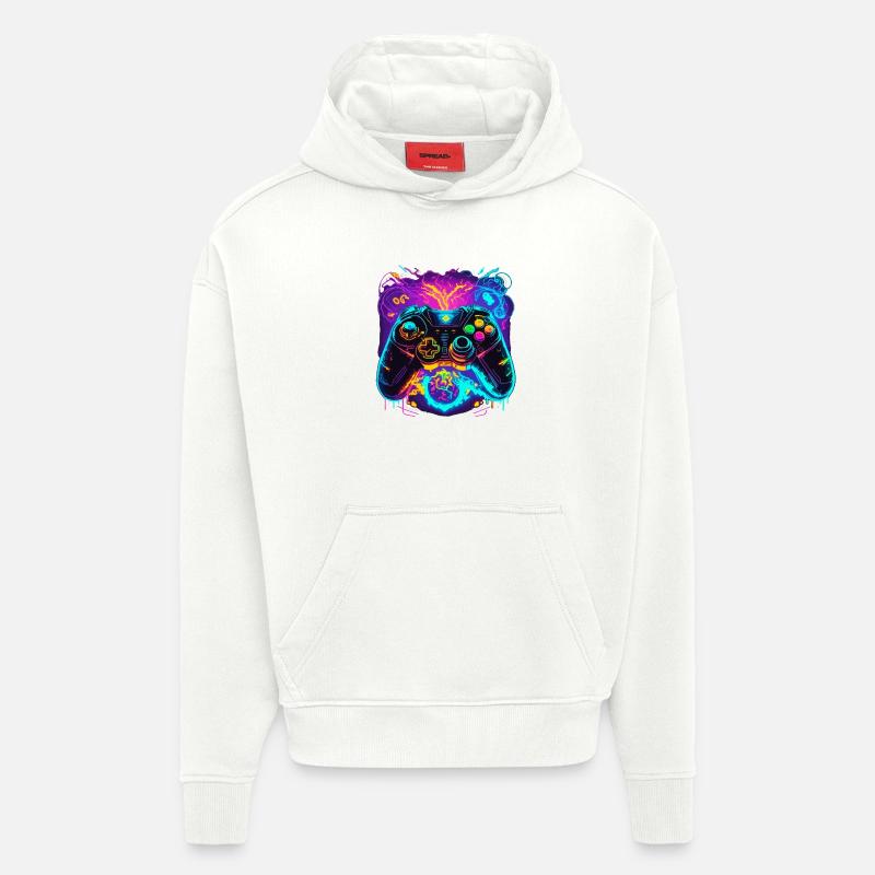 Power Graffiti Gaming Controller - Sweat à capuche bio épais oversize fabriqué en UE - OFF WHITE
