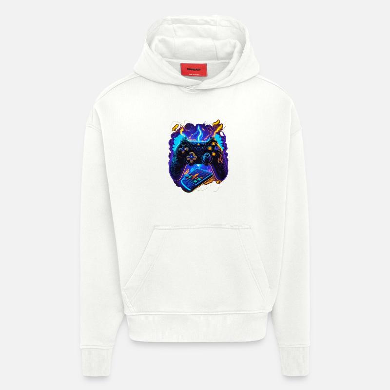 Contrôleur de jeu cybernétique - Sweat à capuche bio épais oversize fabriqué en UE - OFF WHITE