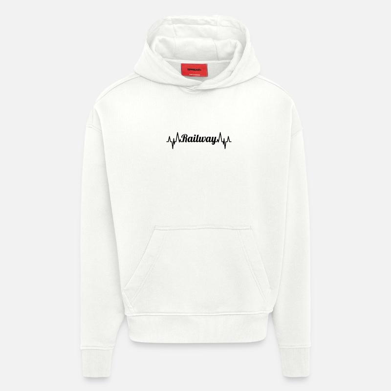 Palpitations ferroviaires - Sweat à capuche bio épais oversize fabriqué en UE - OFF WHITE