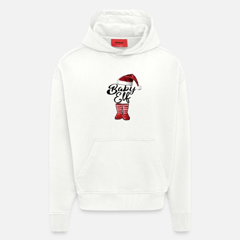 Bébé Elfe – Douce Conception de Noël - Sweat à capuche bio épais oversize fabriqué en UE - OFF WHITE