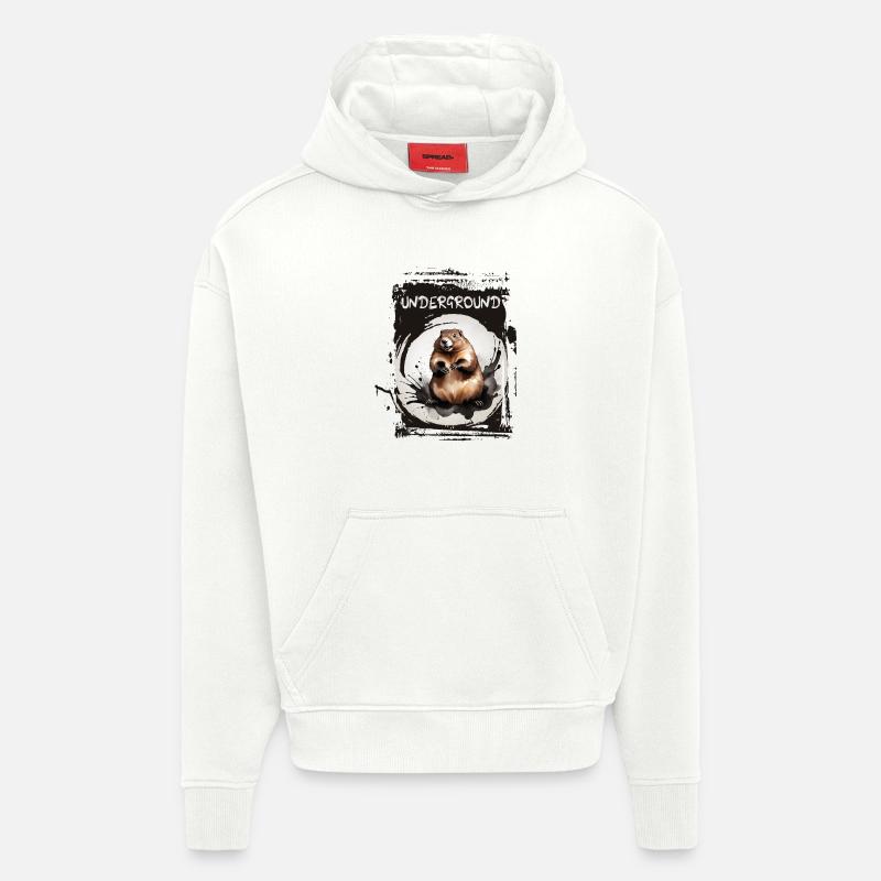 Marmotte souterraine - Sweat à capuche bio épais oversize fabriqué en UE - OFF WHITE