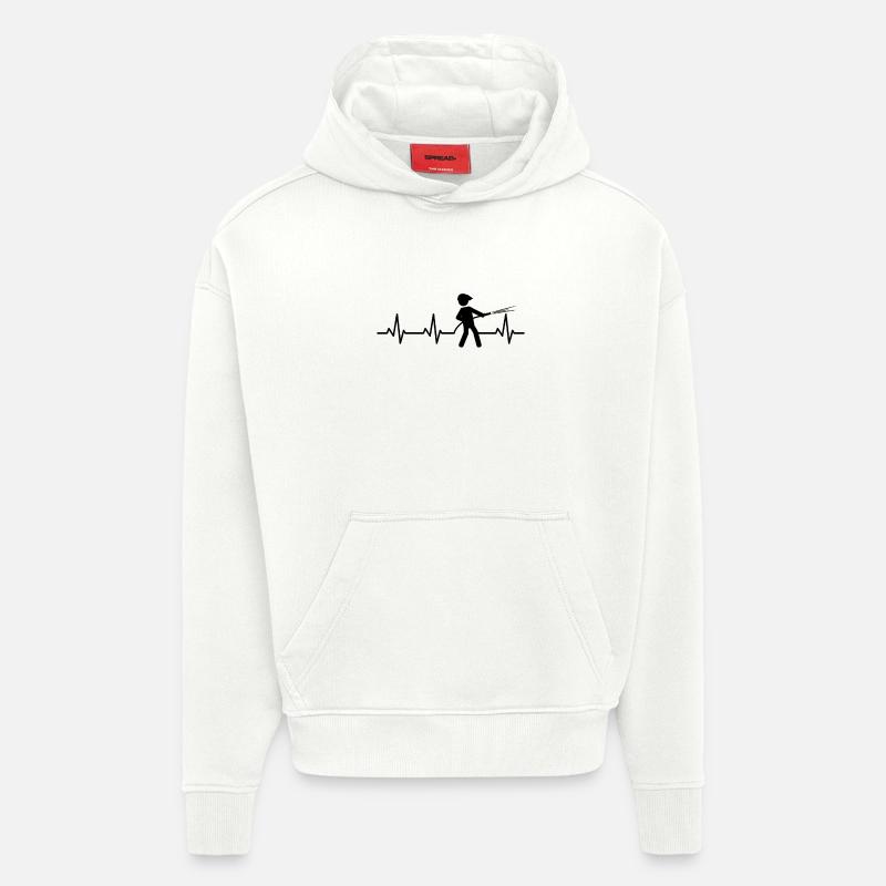 Fréquence du pouls des pompiers - Sweat à capuche bio épais oversize fabriqué en UE - OFF WHITE