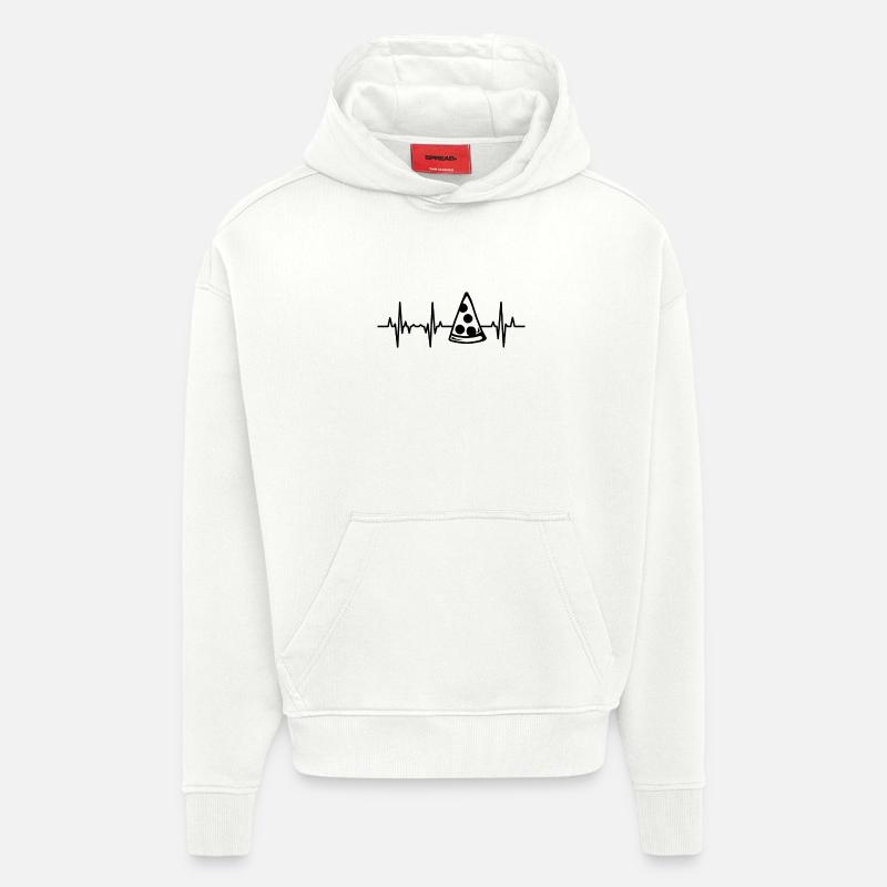 Pizza Pulse - Sweat à capuche bio épais oversize fabriqué en UE - OFF WHITE