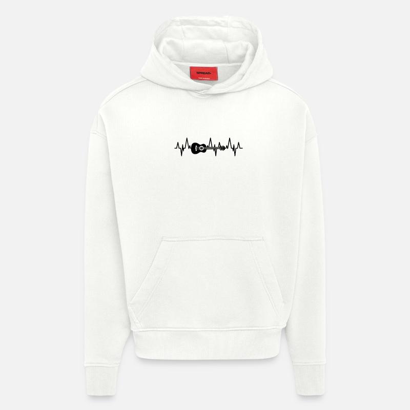 Battement de cœur du ukulélé - Sweat à capuche bio épais oversize fabriqué en UE - OFF WHITE