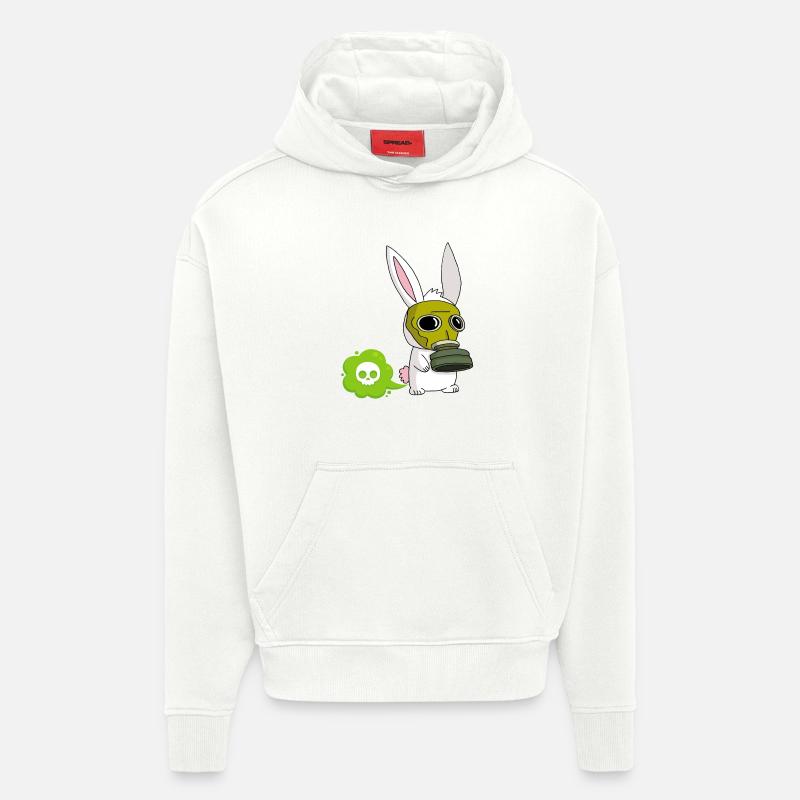 Lapin mignon qui pète - Sweat à capuche bio épais oversize fabriqué en UE - OFF WHITE