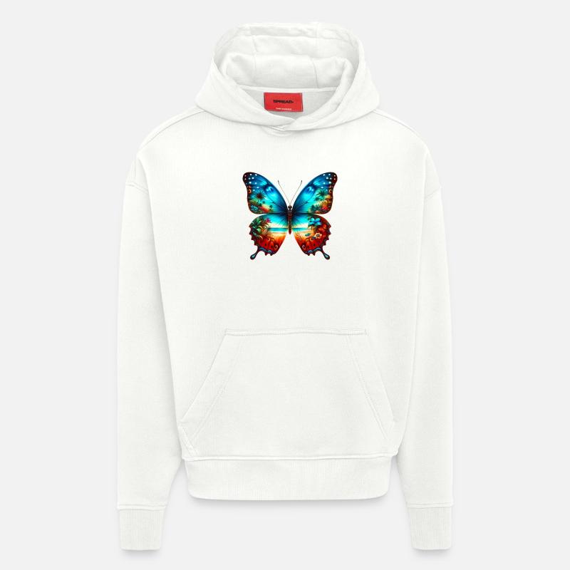 Papillon - Sweat à capuche bio épais oversize fabriqué en UE - OFF WHITE