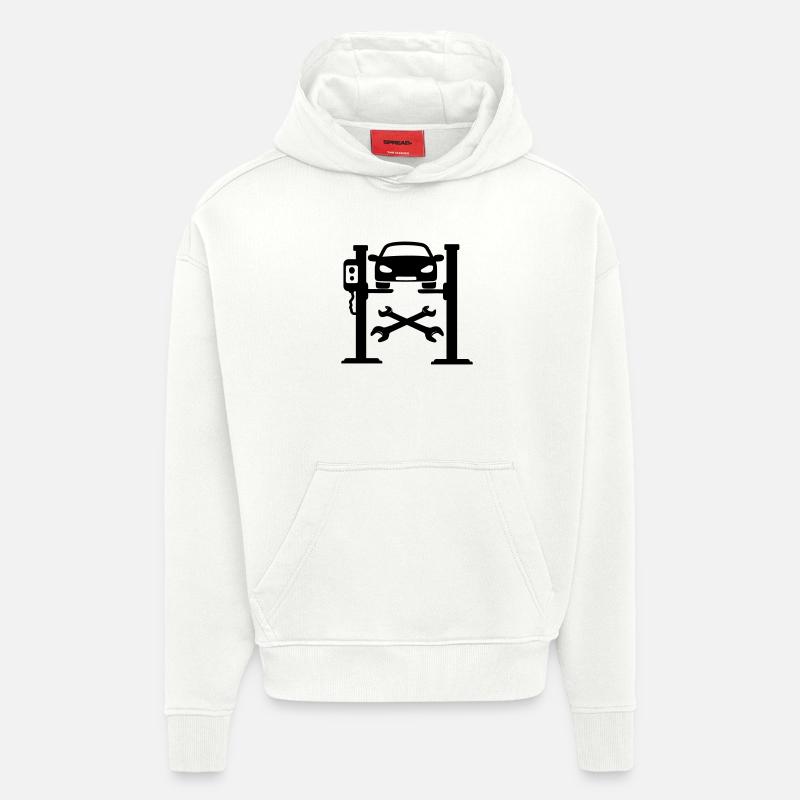Logo der Autowerkstatt - Hoodie- made by SPREAD  - OFF WHITE