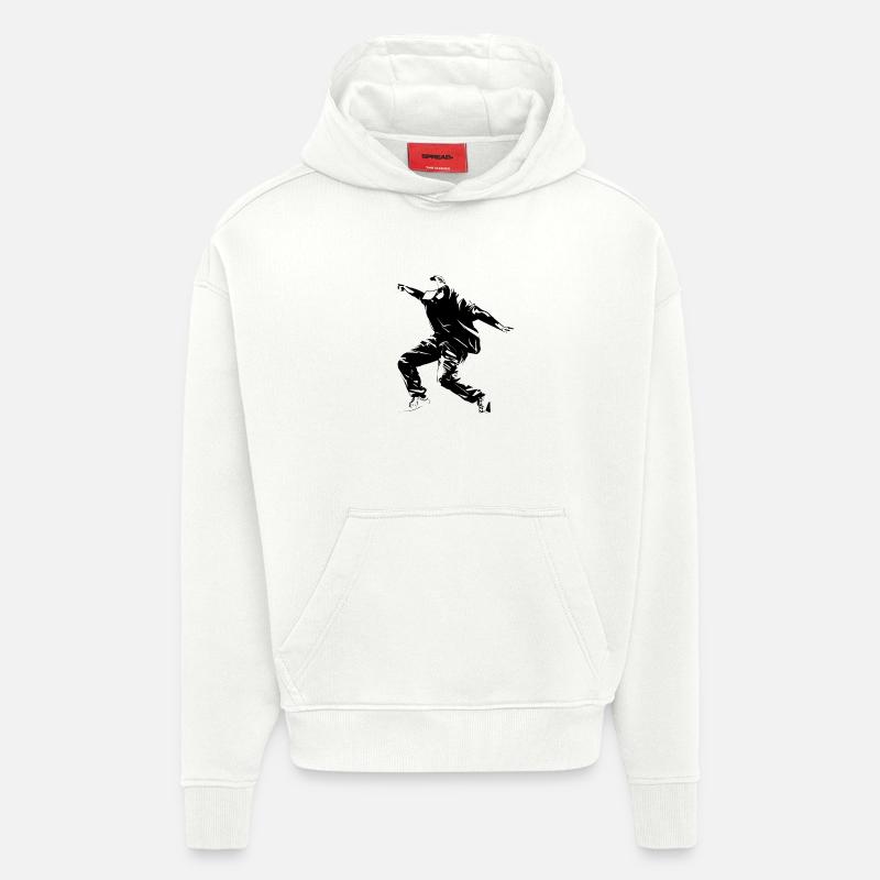 Graphismes de breakdance - Sweat à capuche bio épais oversize fabriqué en UE - OFF WHITE