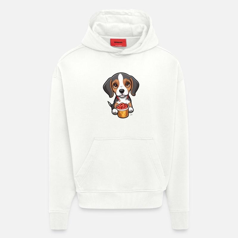 Petit chiot beagle - Sweat à capuche bio épais oversize fabriqué en UE - OFF WHITE