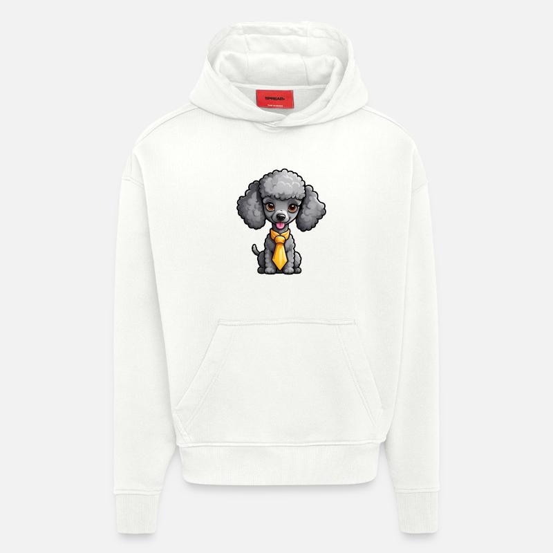 Caniche gris avec cravate - Sweat à capuche bio épais oversize fabriqué en UE - OFF WHITE